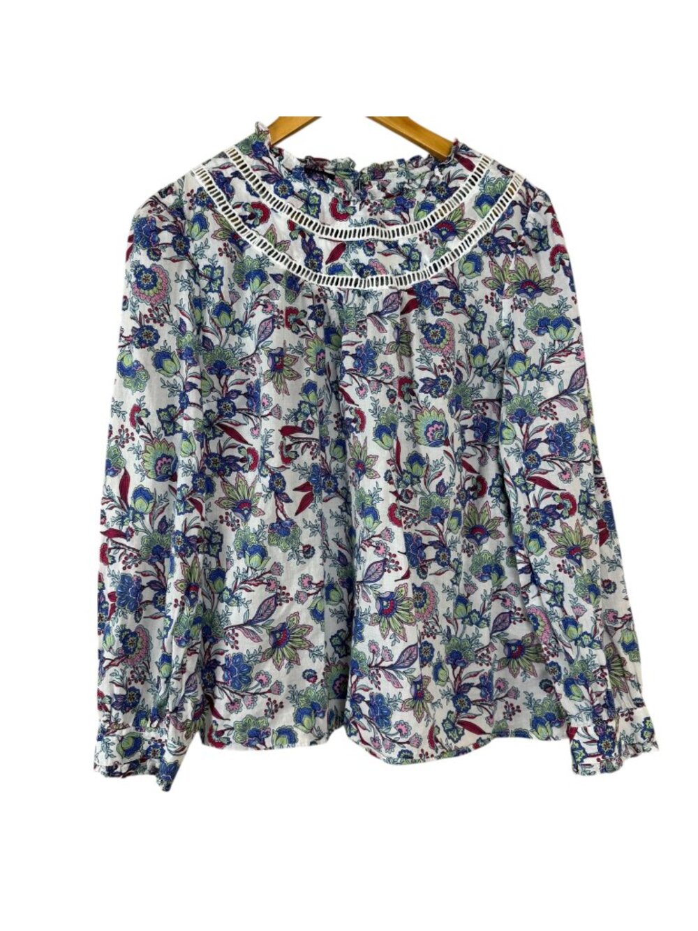 Talbots Petite 100% Cotton Floral Blouse Size XLP Multicolor Cottagecore Summer